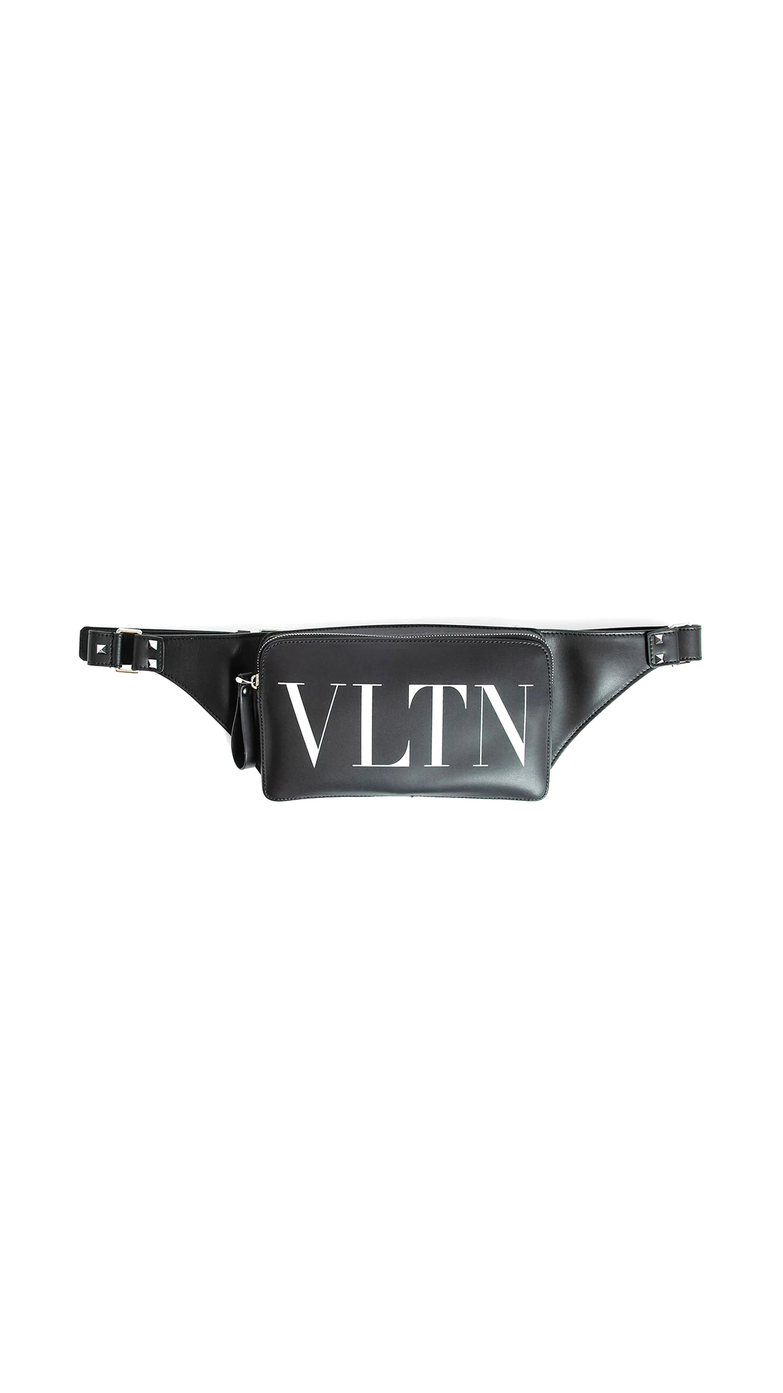 Leather Vltn Belt Bag - Black