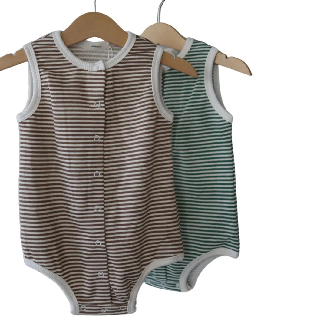 Lennyco - Striped Singlet Romper | Chocolate