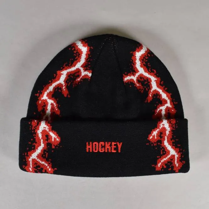 Lightning Beanie - Black/Red