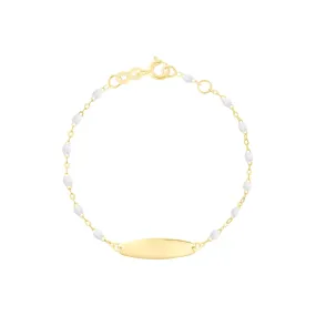 Little Gigi White bracelet, Oval plaque, Yellow Gold, 5.9