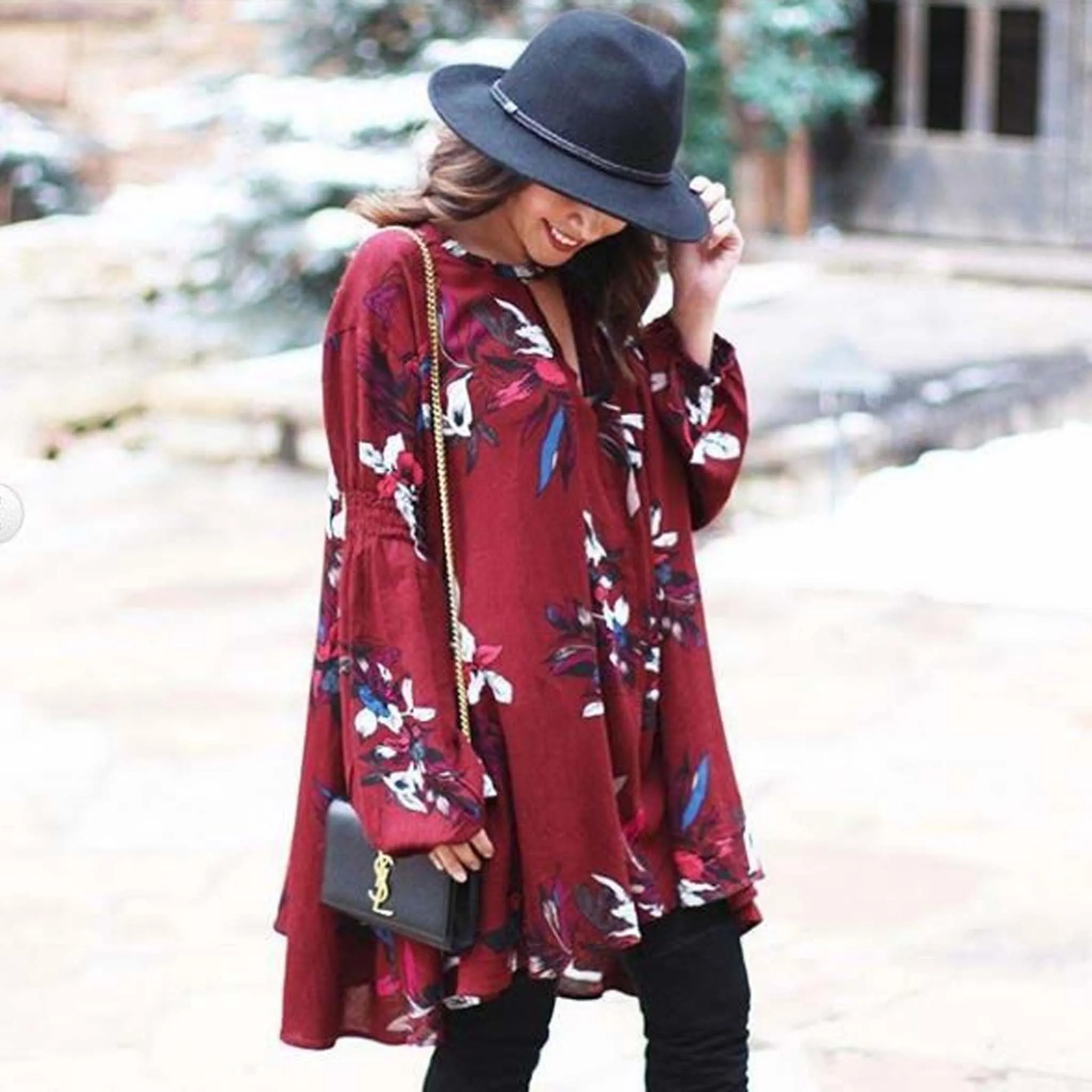 Lune & Stars Tunic Dress in Burgundy