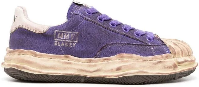 Maison MIHARA YASUHIRO distressed low-top trainers Purple