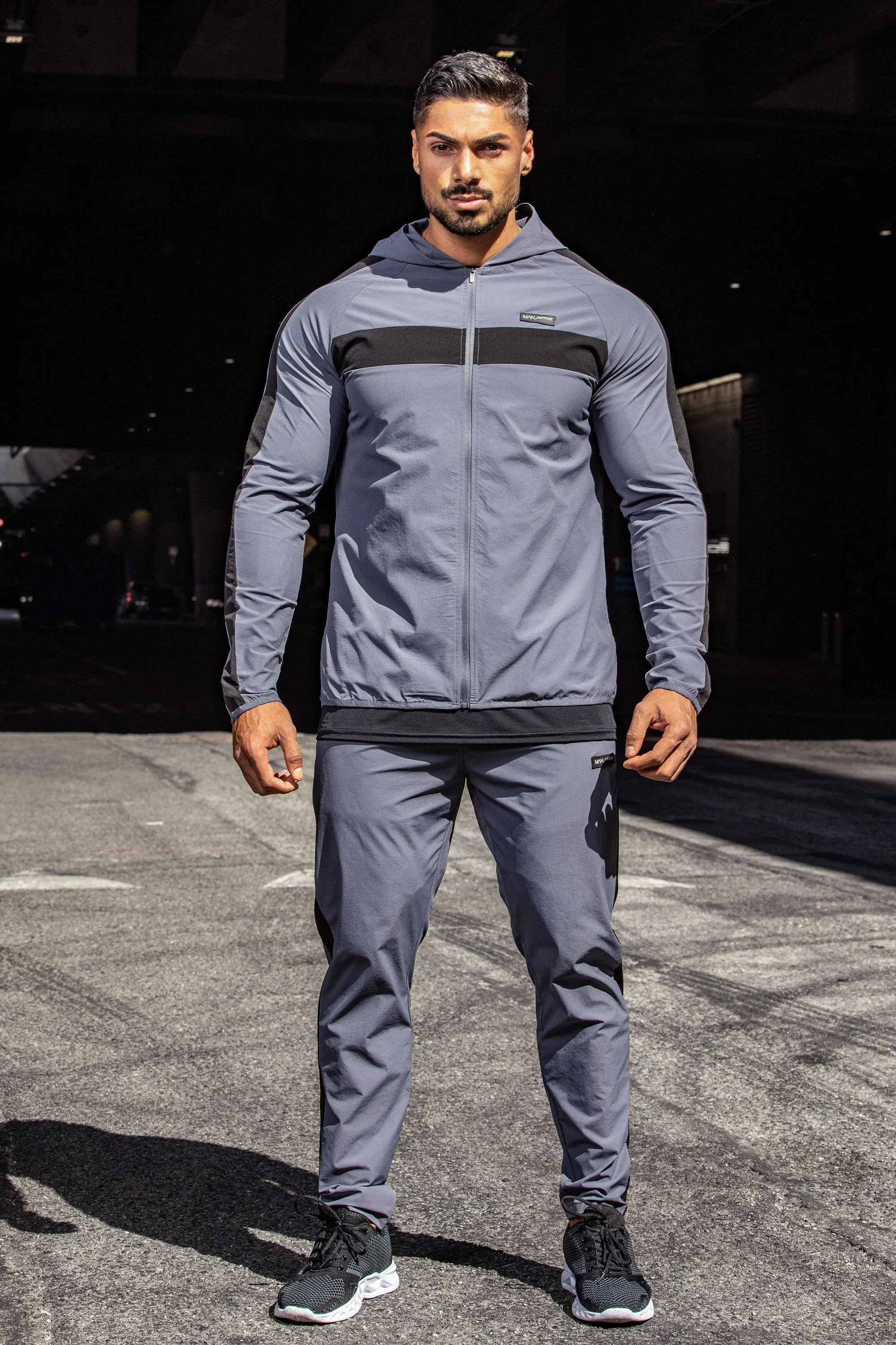 Man Active Gym Tech Zip Thru Hooded Tracksuit | boohooMAN UK