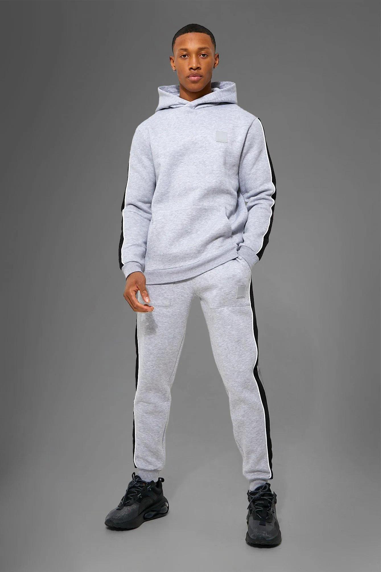 Man Active Stripe Hooded Tracksuit