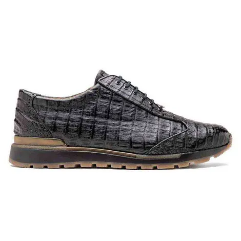 MARCO DI MILANO Alonzo Black Caiman Crocodile Sneakers