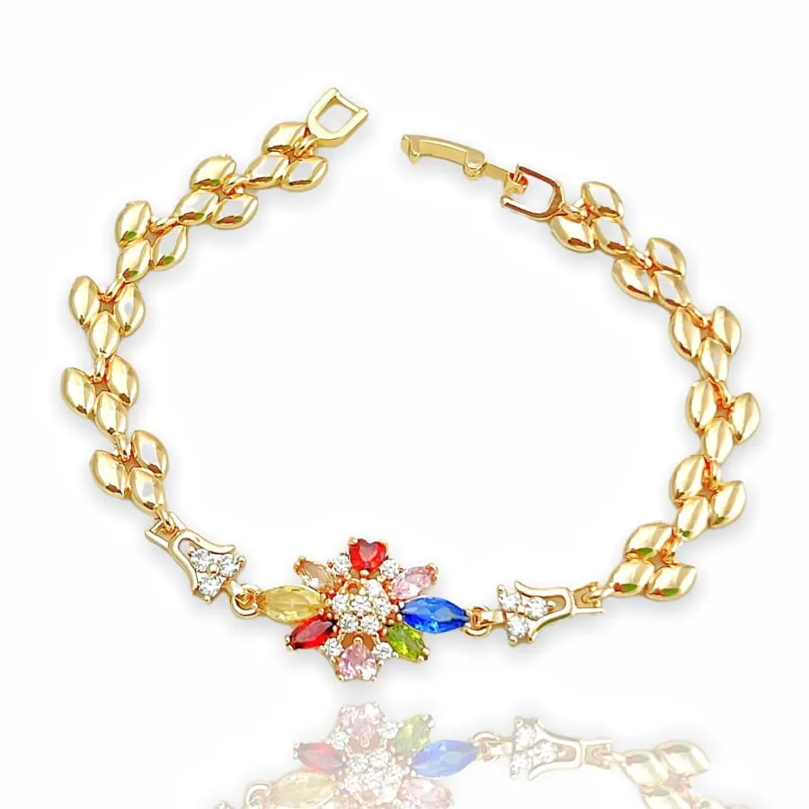 Marita cz multicolor flower bracelet 18 kts of gold plated