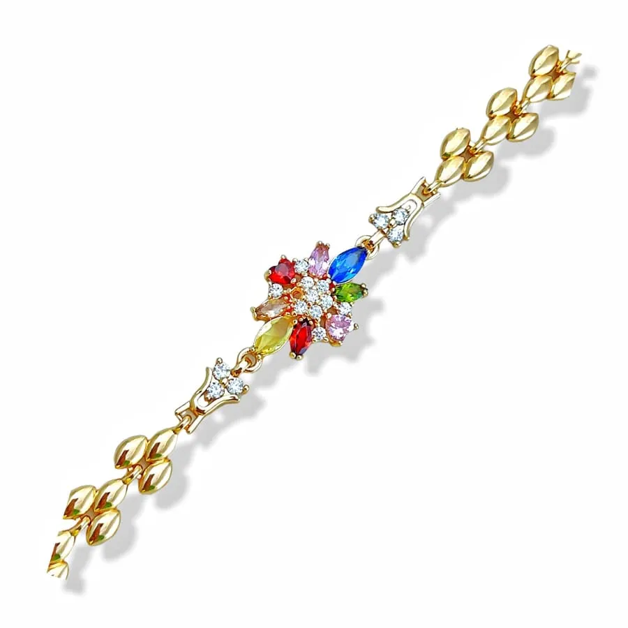 Marita cz multicolor flower bracelet 18 kts of gold plated