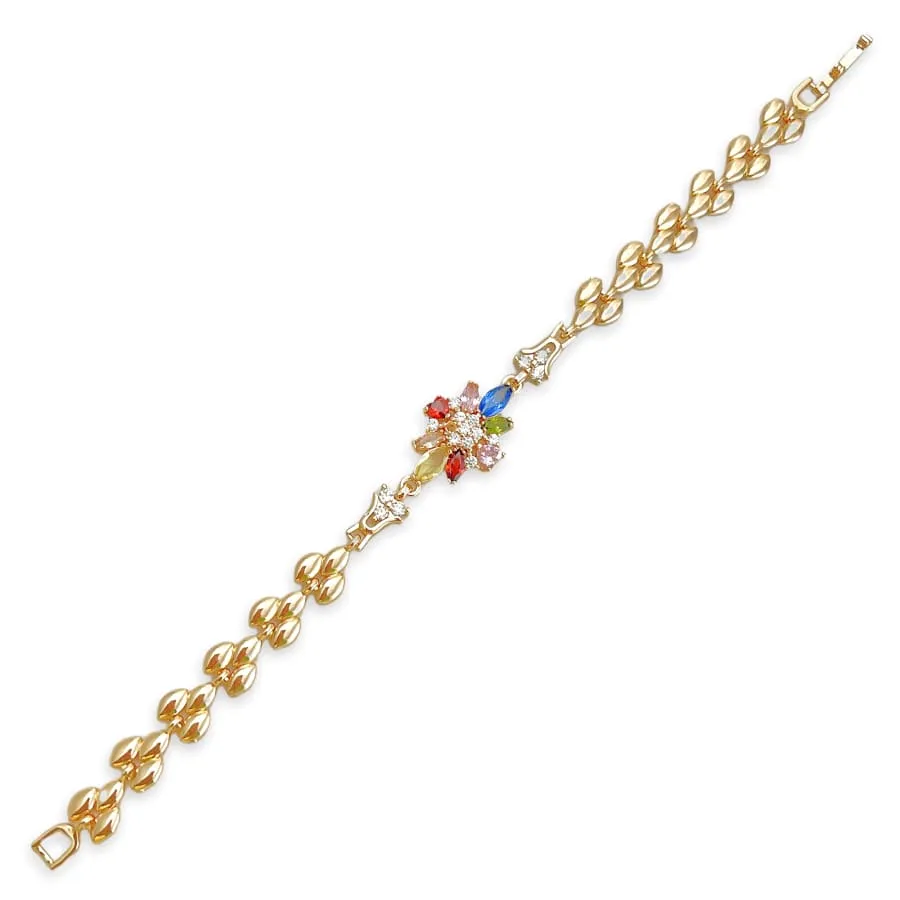 Marita cz multicolor flower bracelet 18 kts of gold plated