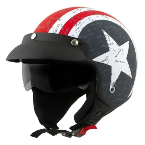 Maverick 3/4 Star & Stripes Open Face Motorcycle Helmet