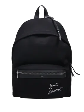 MEN SAINT LAURENT BLACK COTTON CITY BACKPACK