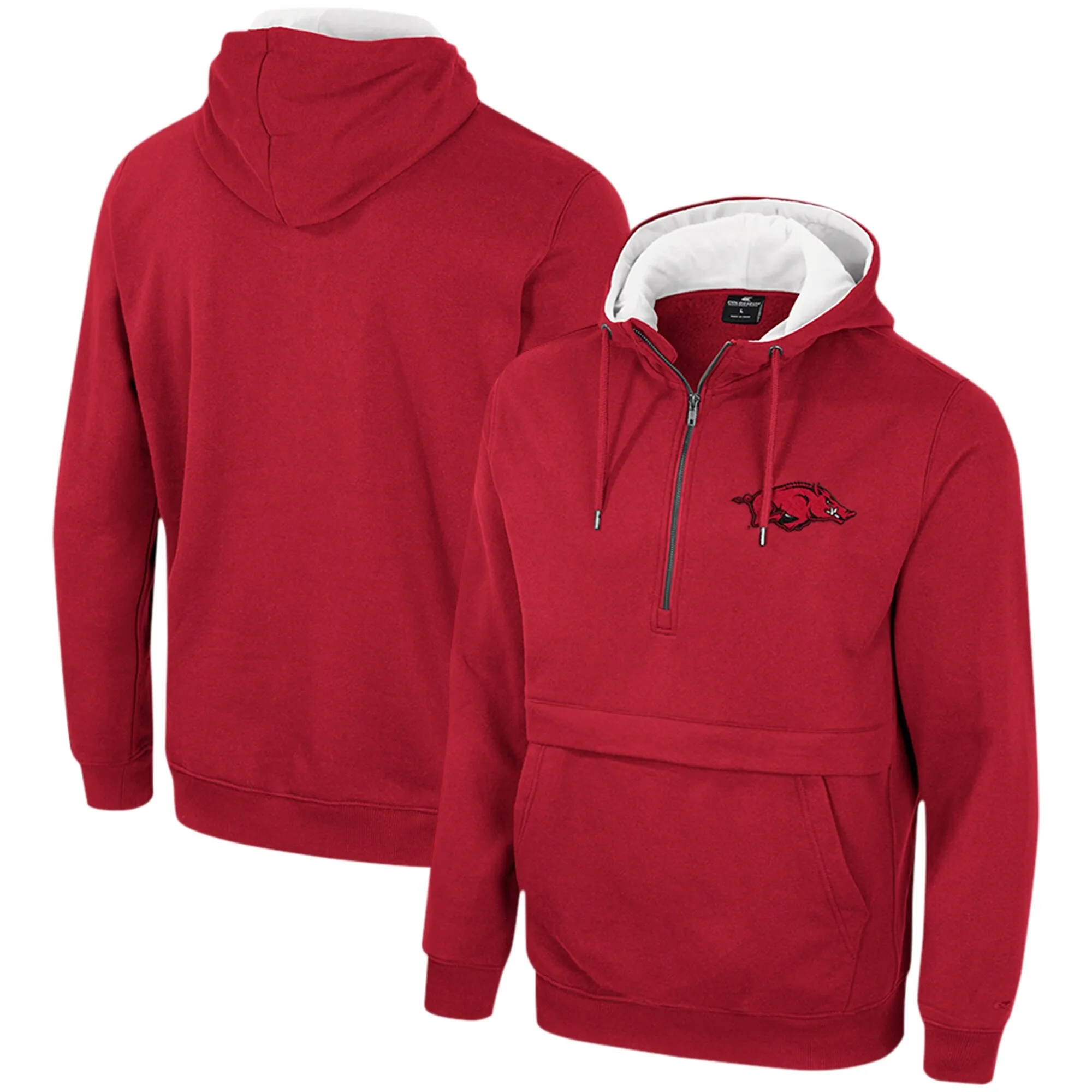 Men's Colosseum Cardinal Arkansas Razorbacks Half-Zip Hoodie