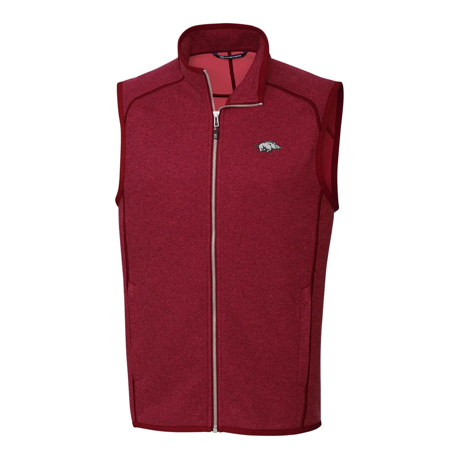 Men's Cutter & Buck Cardinal Arkansas Razorbacks Mainsail Full-Zip Vest