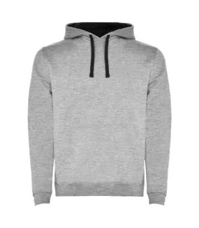 Mens urban hoodie grey marl/solid black Roly