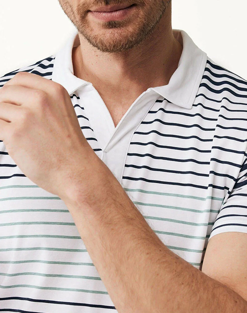 MEXX Striped buttonless polo SS