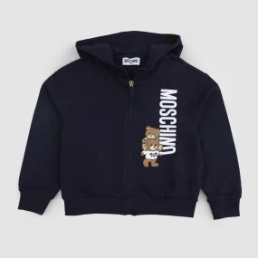 Moschino Blue Hoodie With Double Teddy Printed