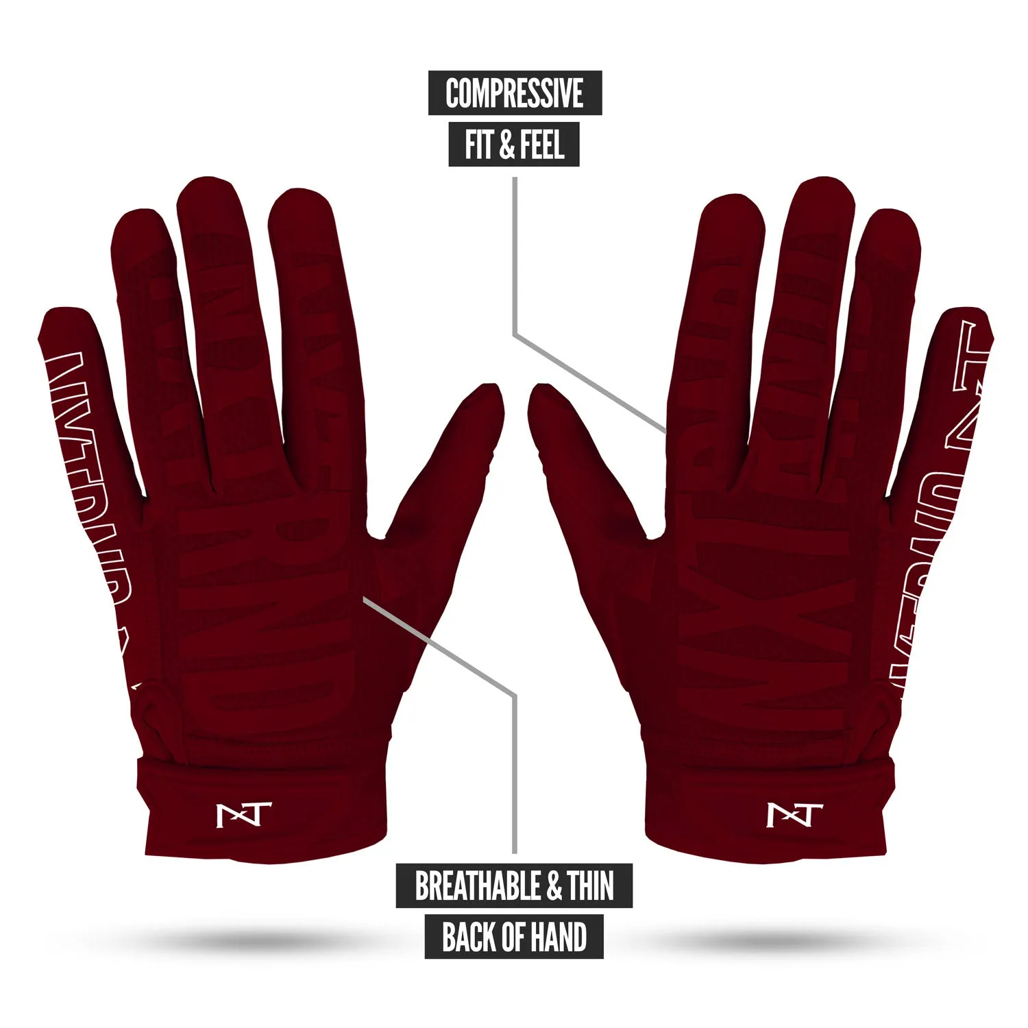 NXTRND G2 Football Gloves Maroon