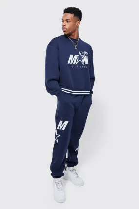 Oversized Boxy Man Star Sweatshirt Tracksuit