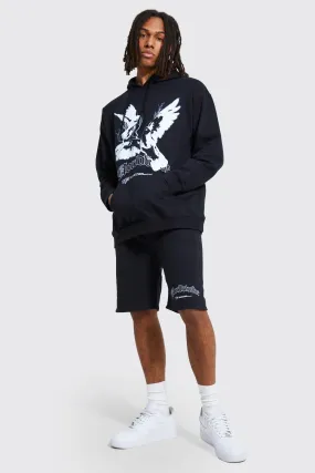 Oversized Dove Print Short Tracksuit | boohooMAN UK