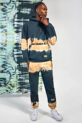 Oversized Tie Dye Panel Hooded Tracksuit