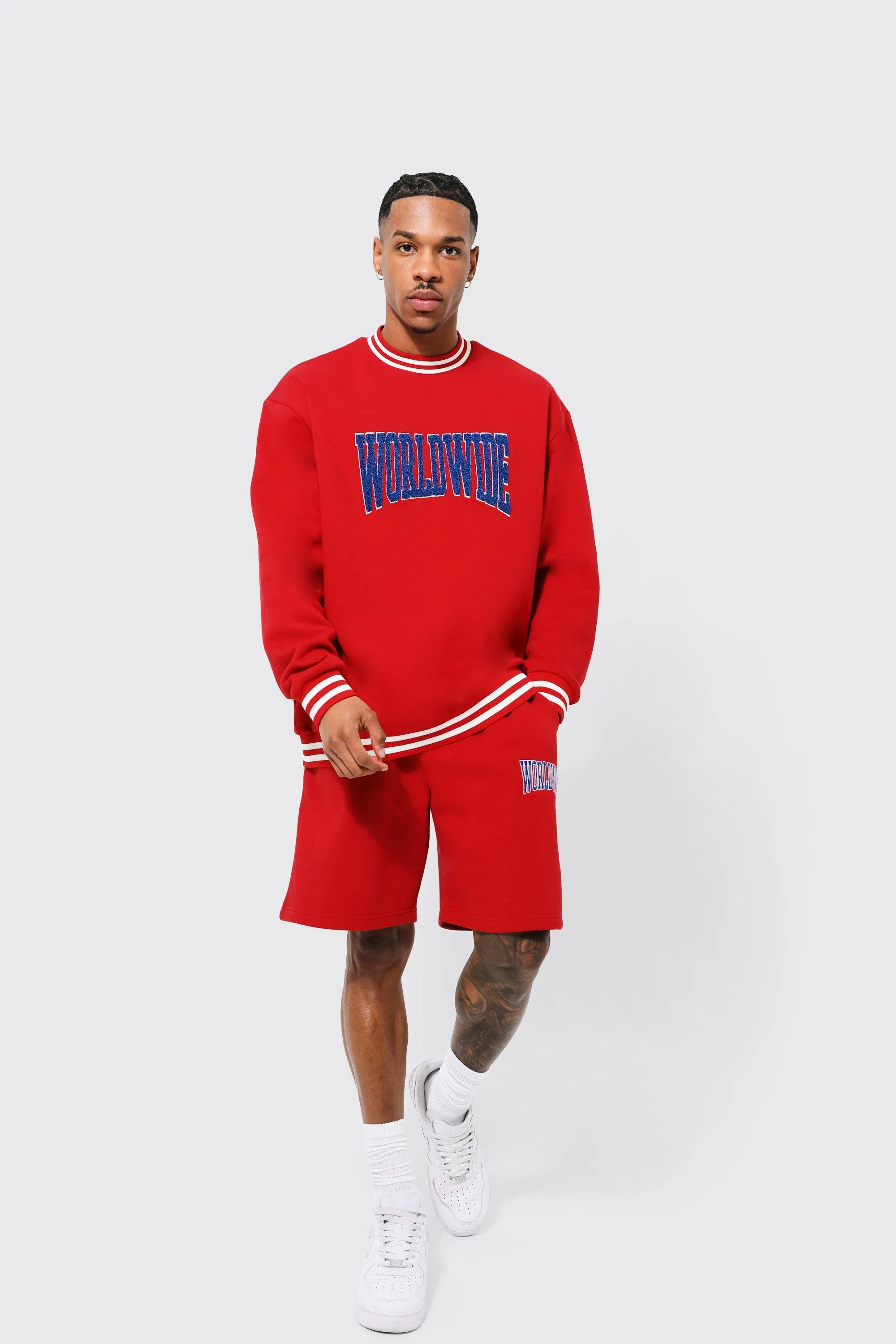 Oversized Worldwide Sports Rib Short Tracksuit