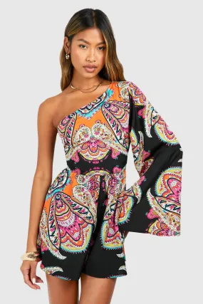 Paisley One Shoulder Romper