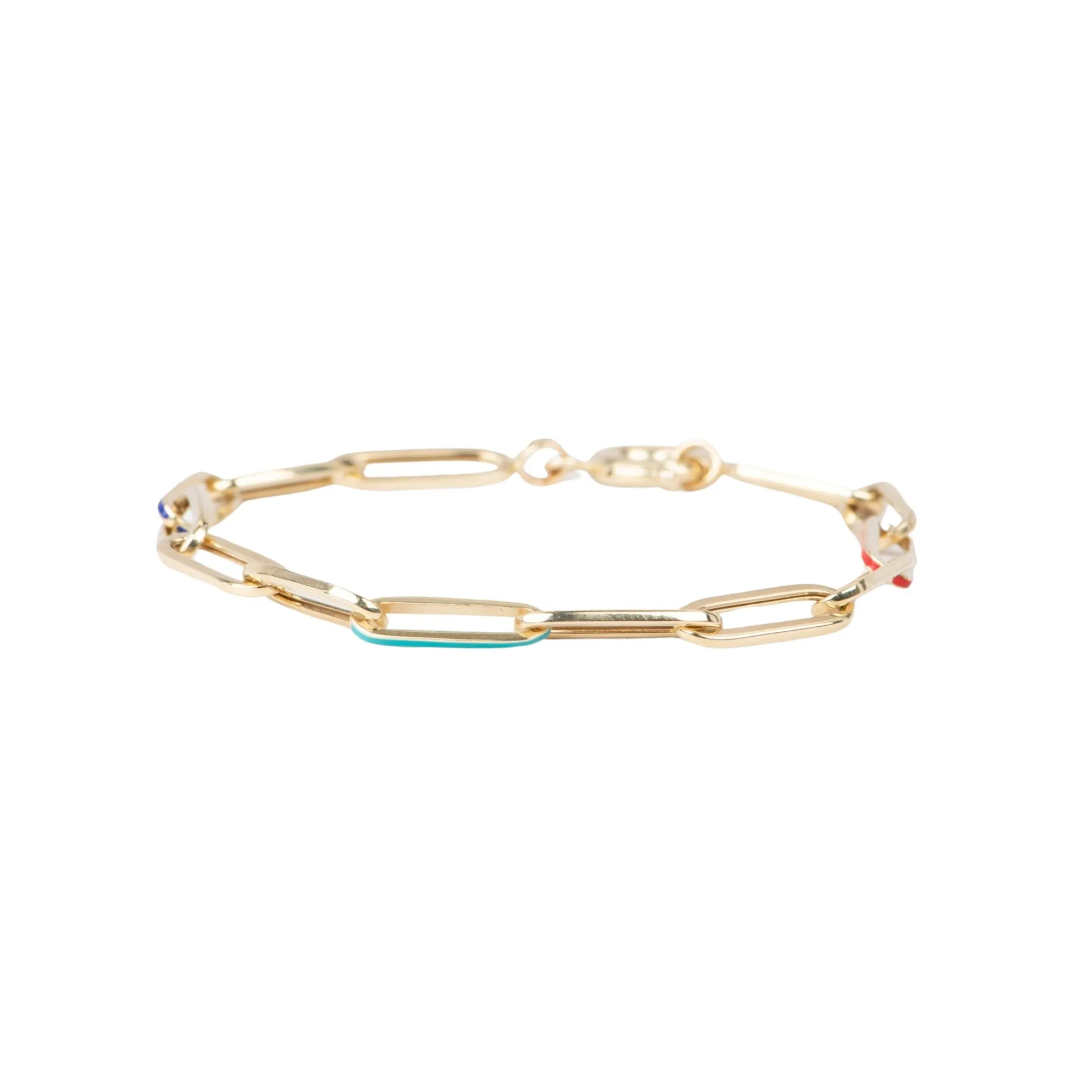 Paperlink Bracelet with Mixed Enamel 14K Gold 4.48-4.73g R2061