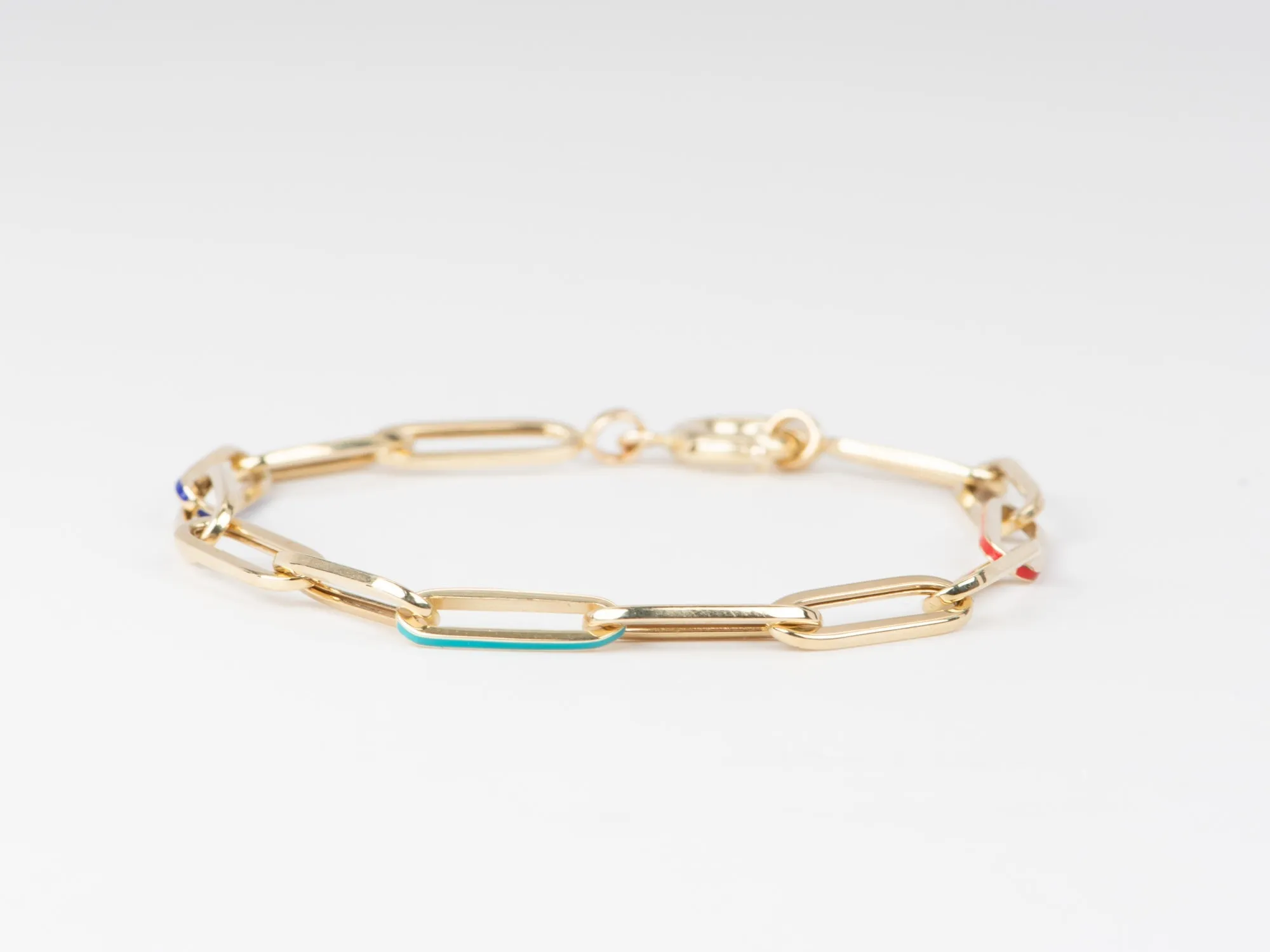 Paperlink Bracelet with Mixed Enamel 14K Gold 4.48-4.73g R2061