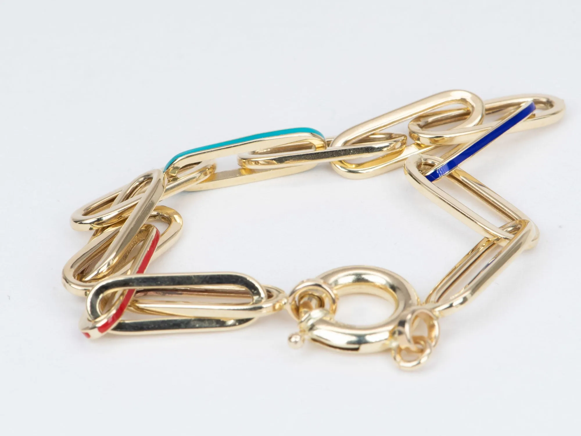 Paperlink Bracelet with Mixed Enamel 14K Gold 4.48-4.73g R2061