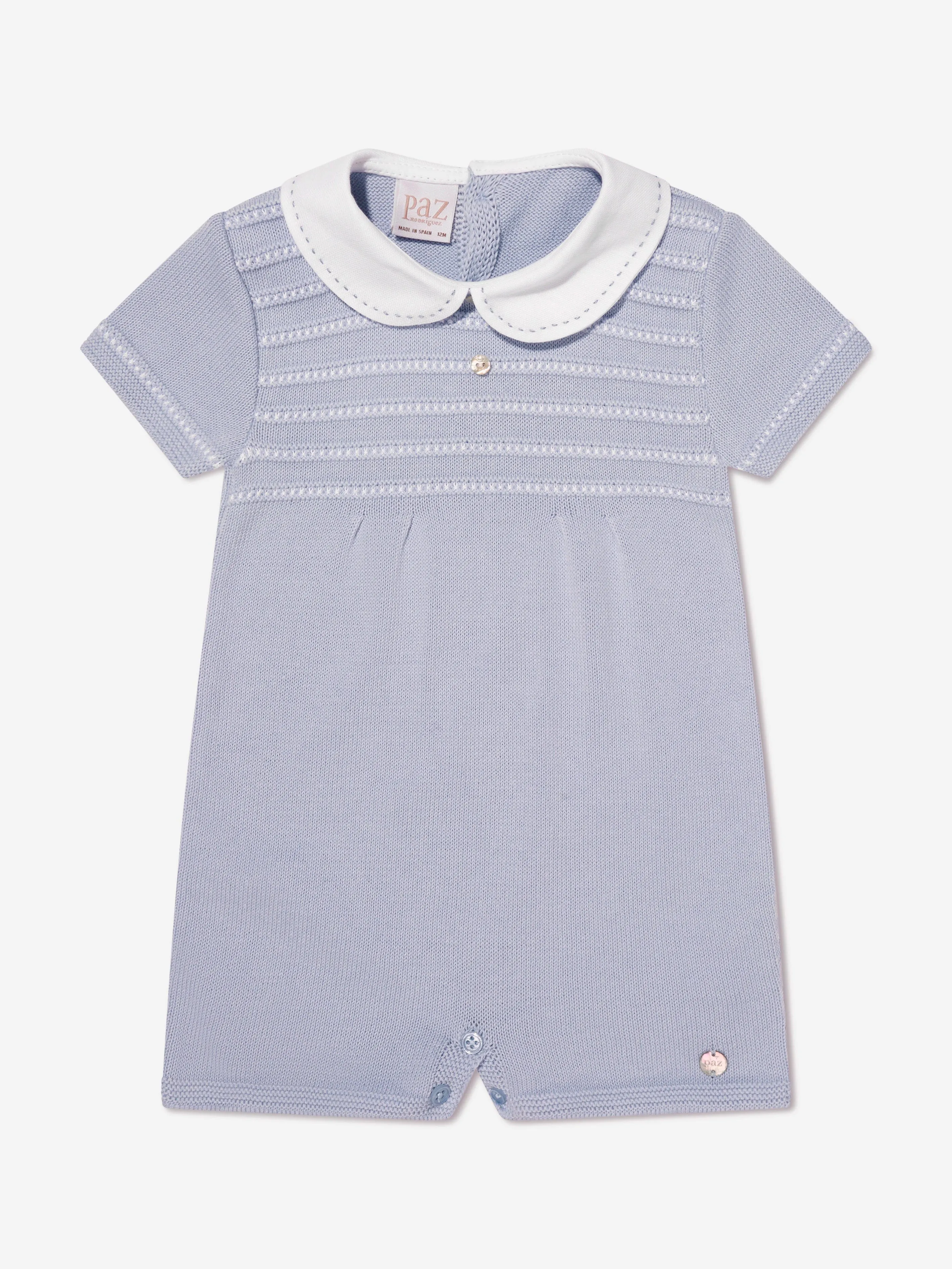 Paz Rodriguez - Baby Boys Knitted Romper in Blue | Childsplay Clothing