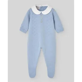 Paz Rodriguez - Baby Knit Newborn Romper Glaciar, Chalk Blue