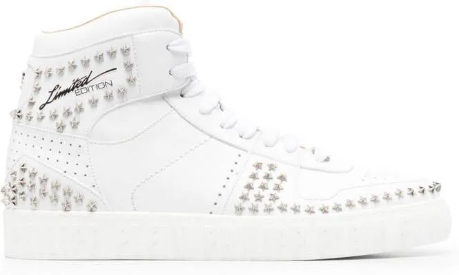 Philipp Plein Stars leather high-top sneakers White