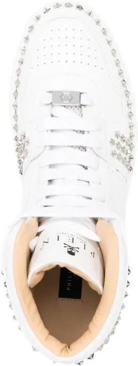 Philipp Plein Stars leather high-top sneakers White