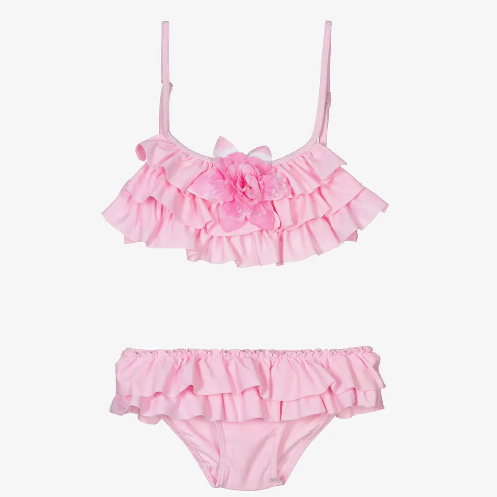 Pink Ruffle Flower Bikini