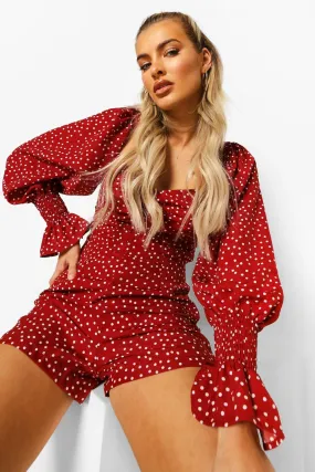 Polka Dot Open Tie Back Romper