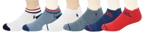 Polo Ralph Lauren Men's 6-Pack Polo Swoosh Atheltic Low Cut Sock