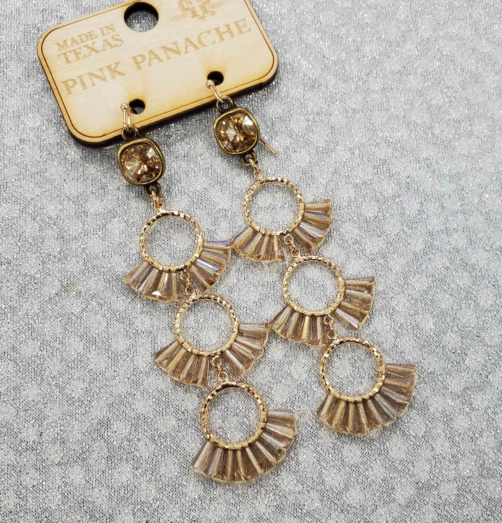 PP Lt Silk Triple Fan Circle Earrings