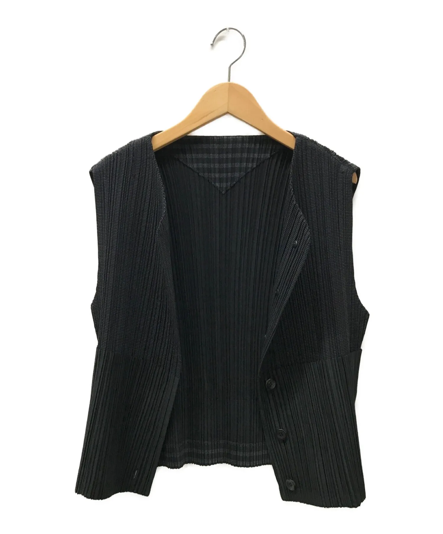 [Pre-owned] ISSEY MIYAKE FETE border pleated vest IM84-FE911