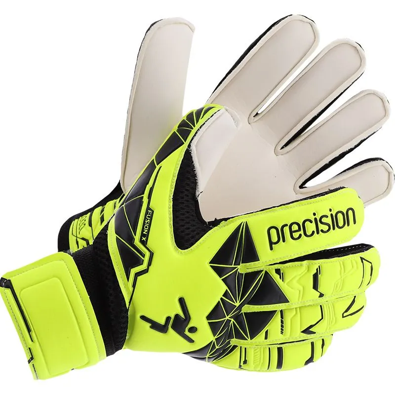 Precision Fusion X Flat Cut Essential Goalkeeper Gloves Flo Yellow / Black