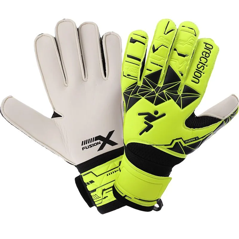 Precision Fusion X Flat Cut Essential Goalkeeper Gloves Flo Yellow / Black