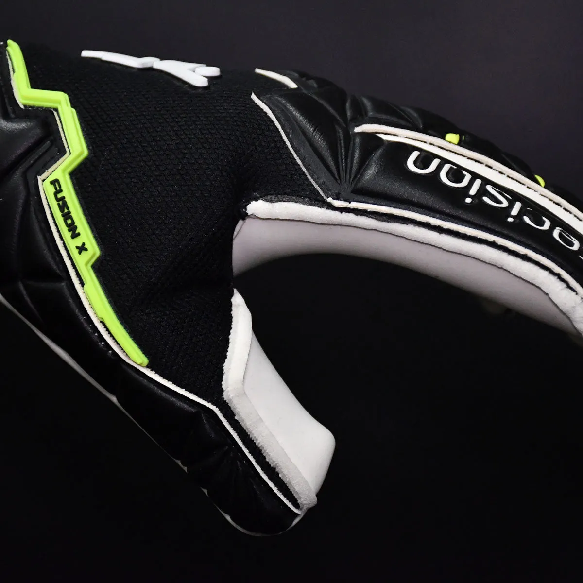 Precision Training Fusion X Pro Roll Finger Giga Goalkeeper Gloves - Adult - Black/Lime/White