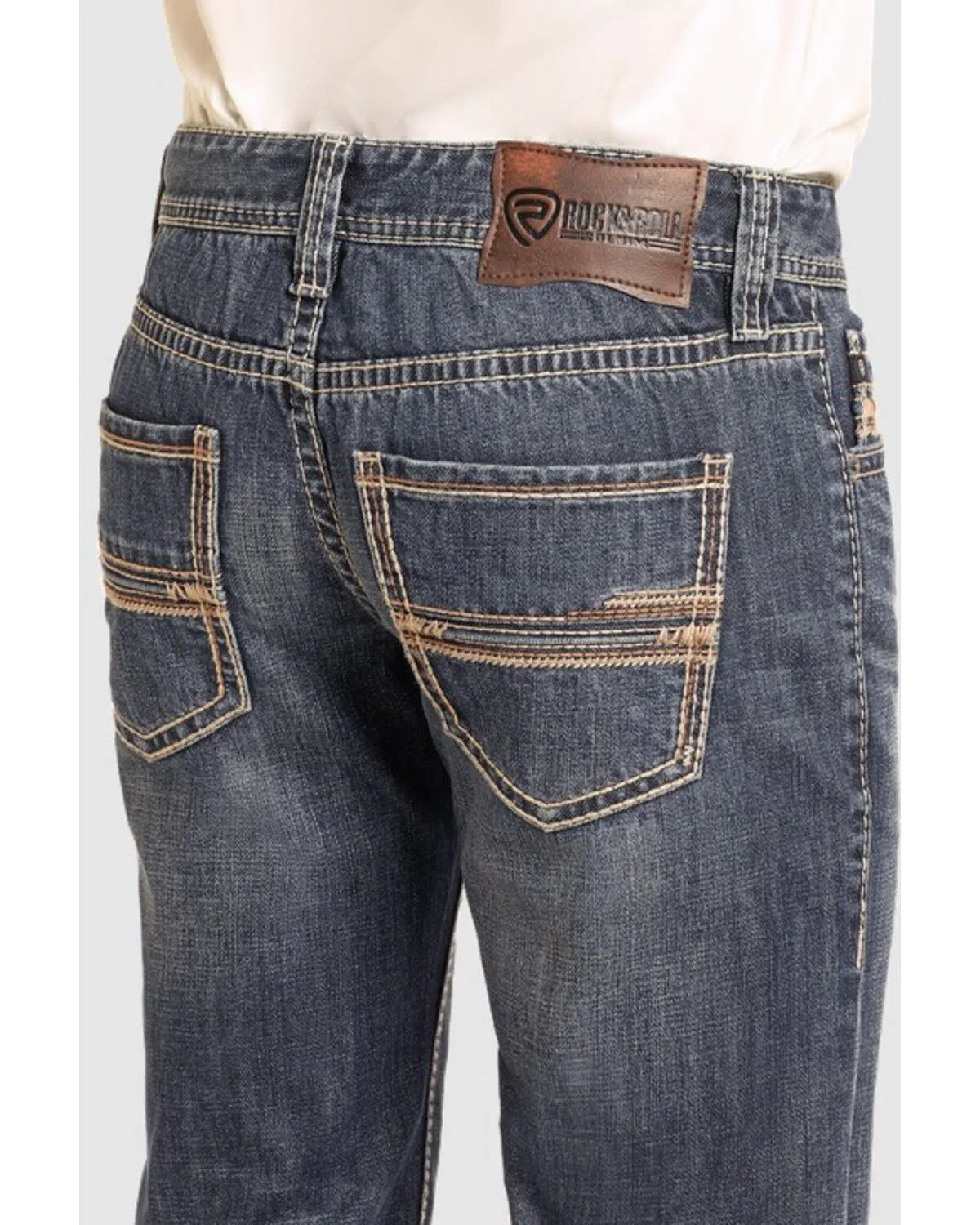 Product Name:  Rock & Roll Denim Men's Pistol Dark Wash Vintage Straight Rigid Denim Jeans