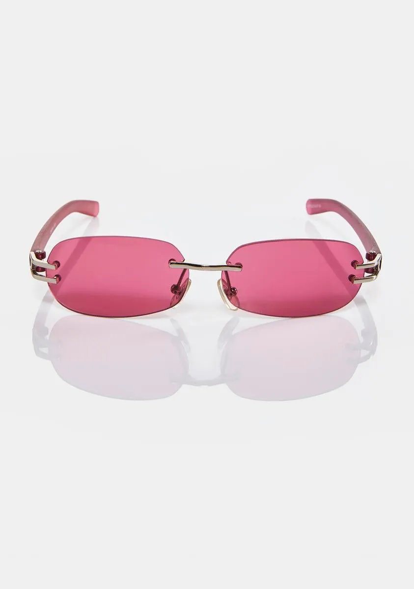 Raspberry Rectangle Sunglasses-