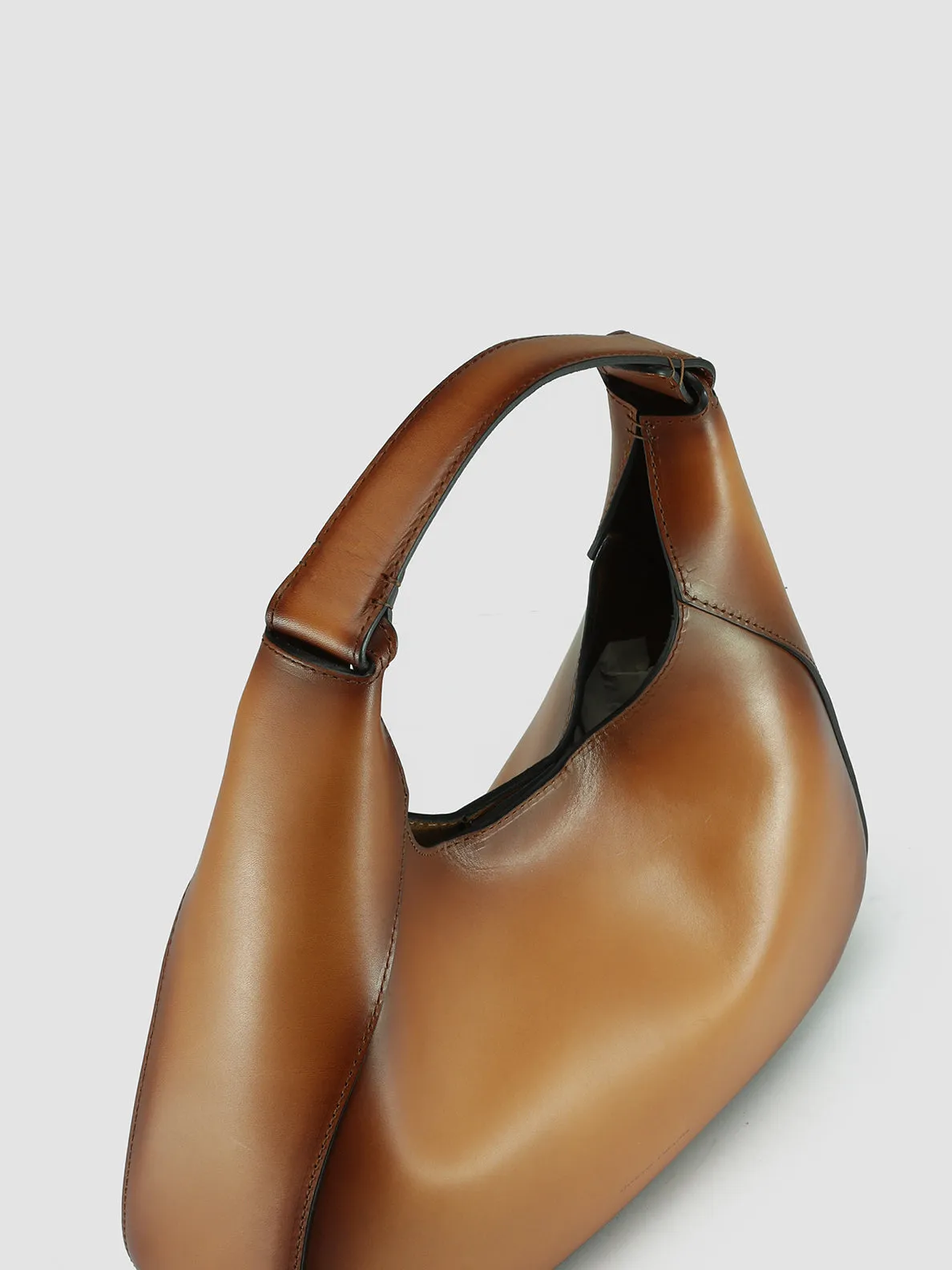 SADDLE 014 - Brown Leather Hobo Bag