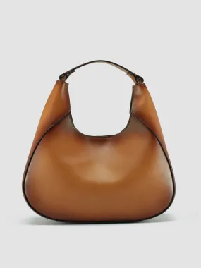 SADDLE 014 - Brown Leather Hobo Bag