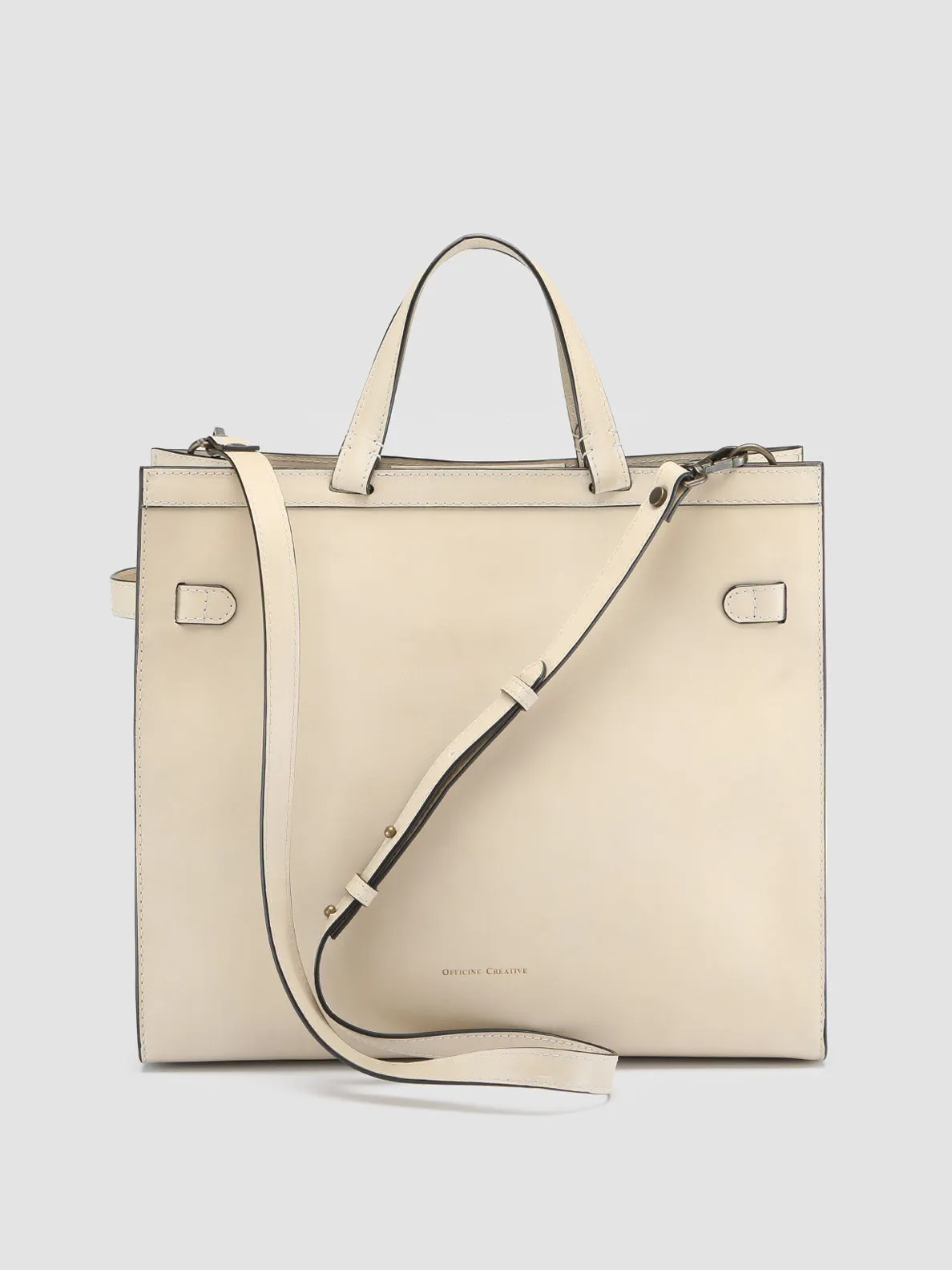 SADDLE 015 - Ivory Leather Handle Bag