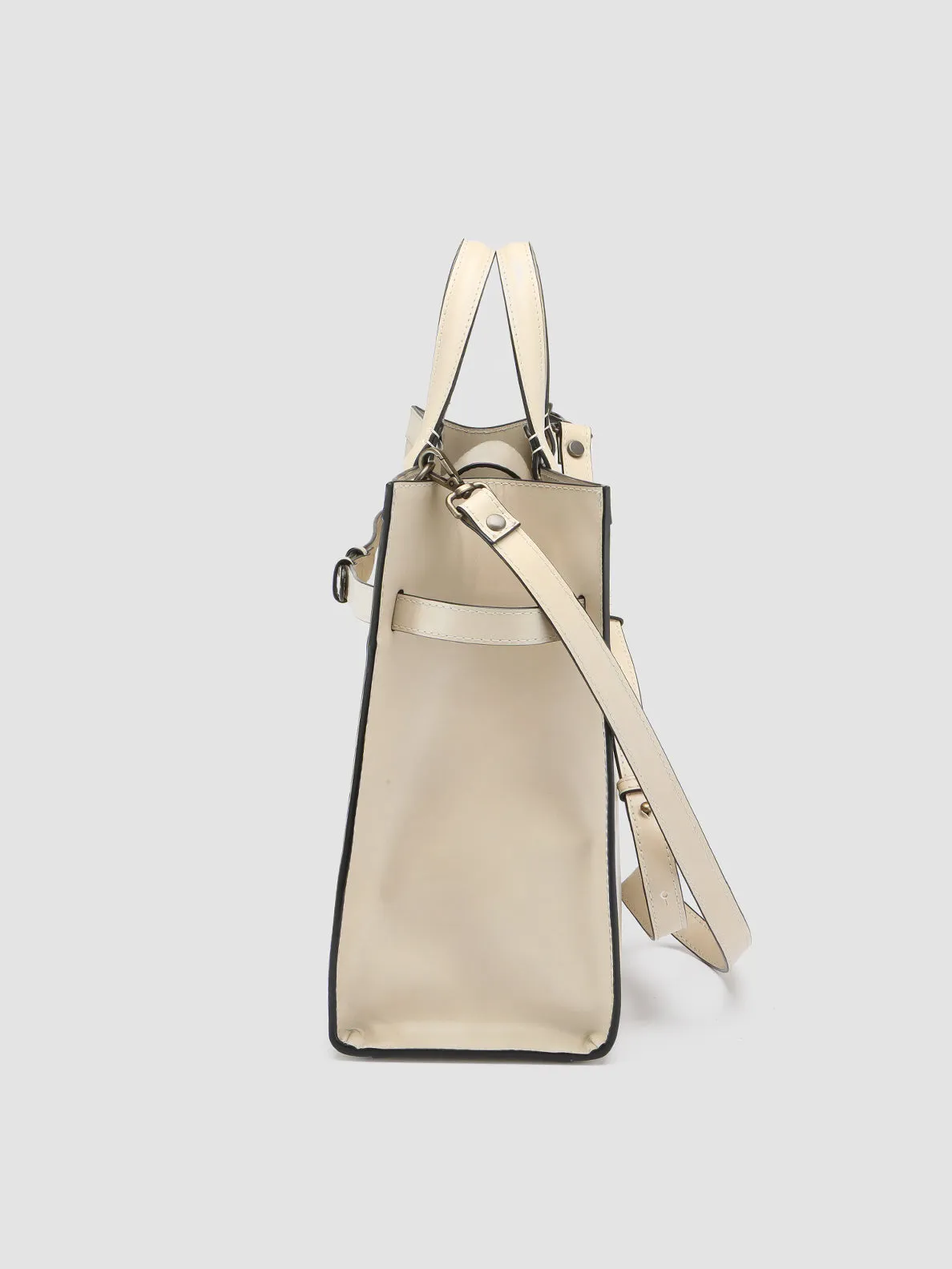 SADDLE 015 - Ivory Leather Handle Bag