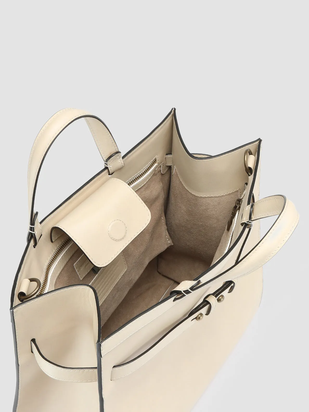 SADDLE 015 - Ivory Leather Handle Bag