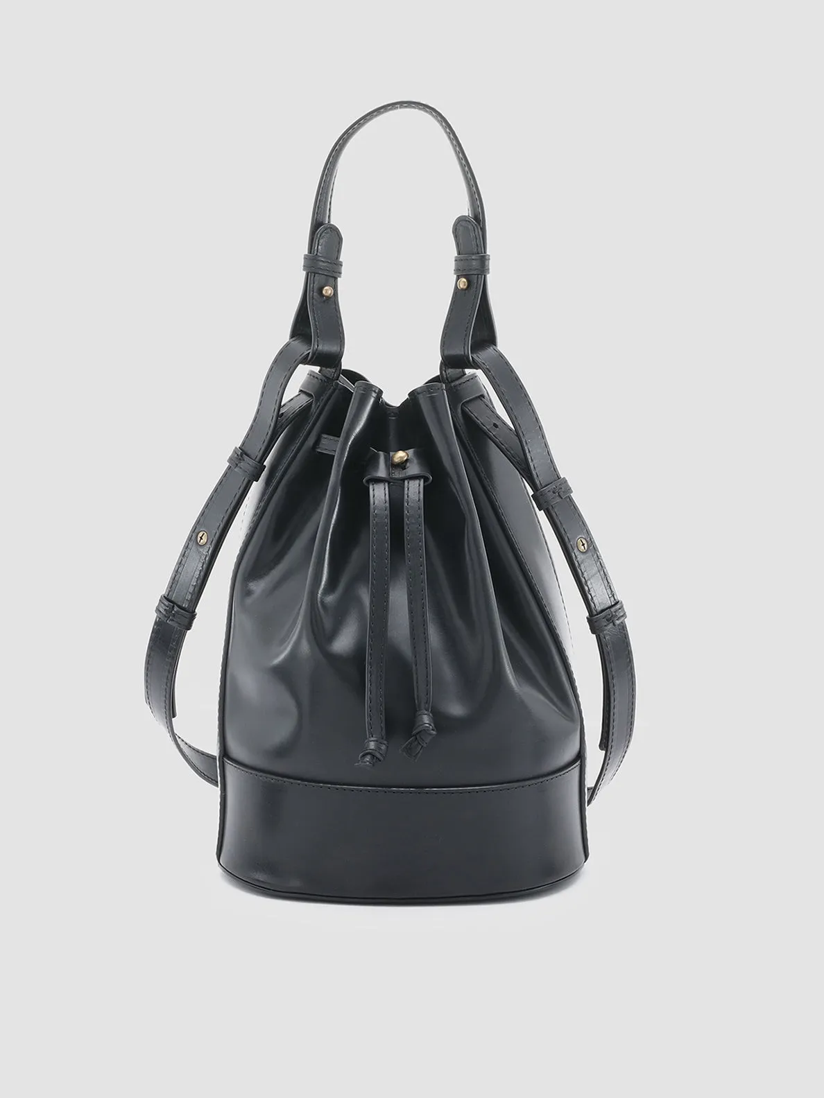 SADDLE 08 - Black Leather Bucket Bag