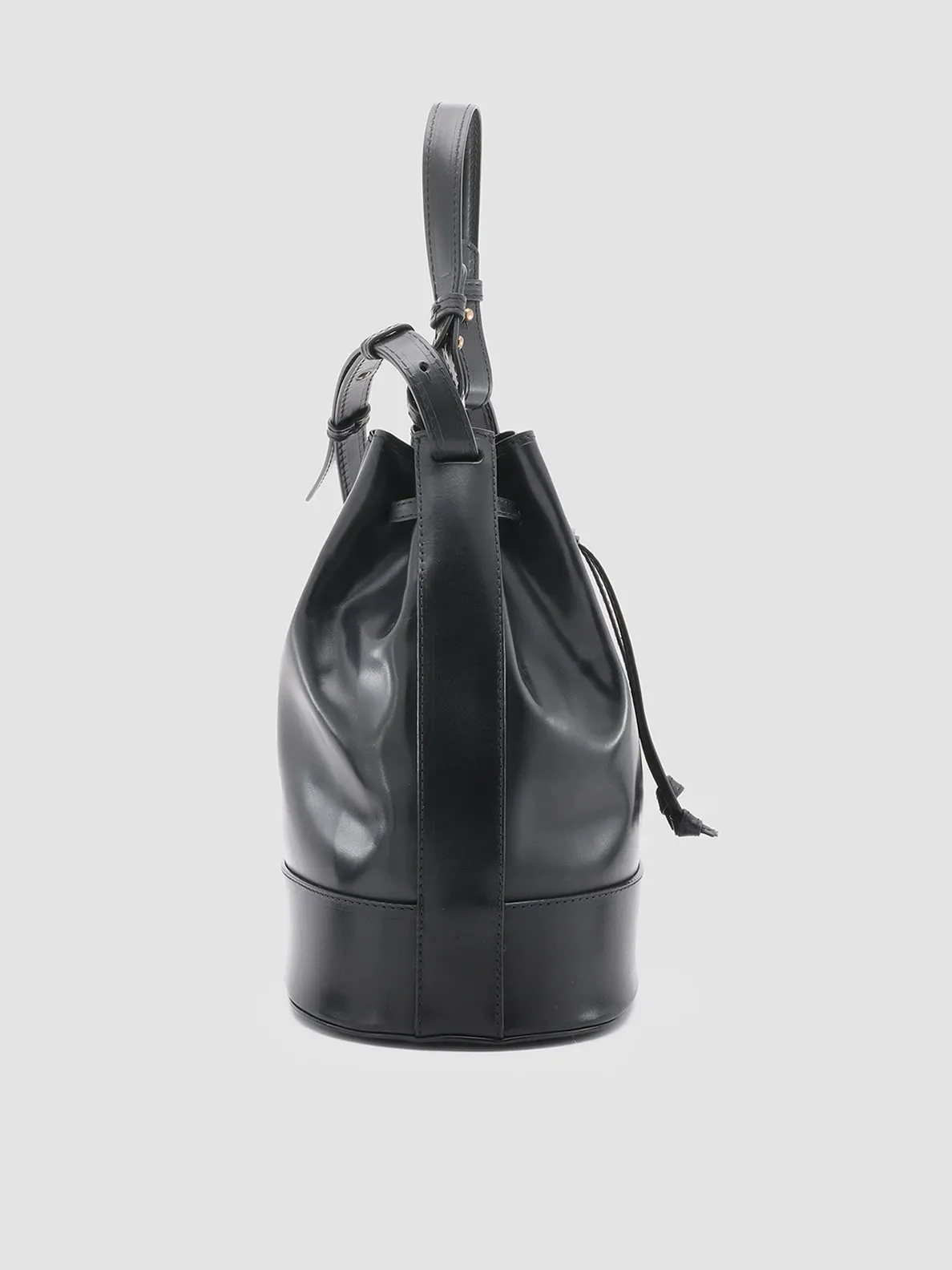 SADDLE 08 - Black Leather Bucket Bag