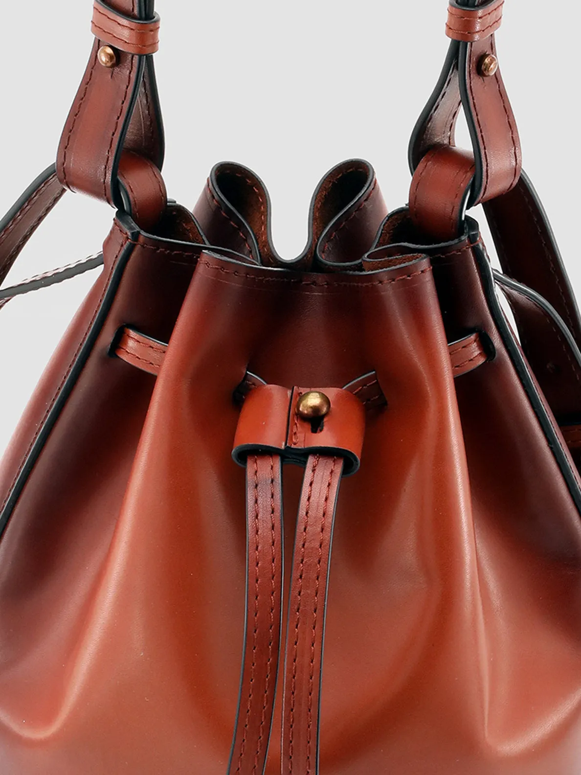 SADDLE 08 - Brown Leather Bucket Bag